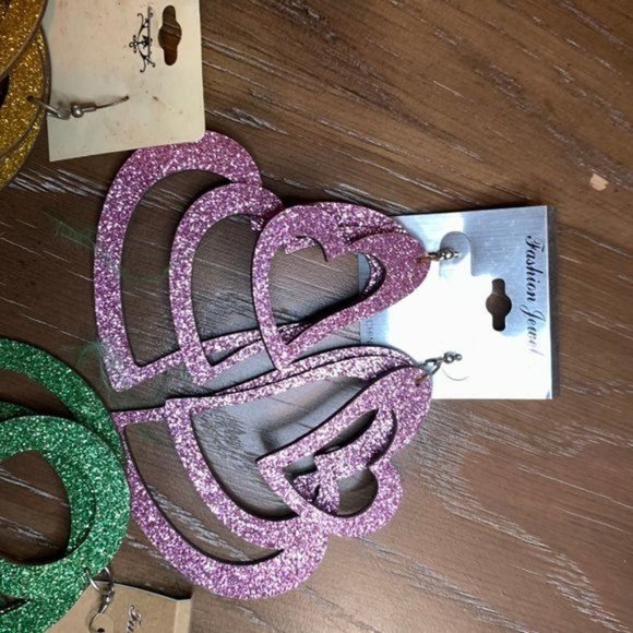 3 Vintage Sparkle Dangle Earrings - Picture 3 of 4